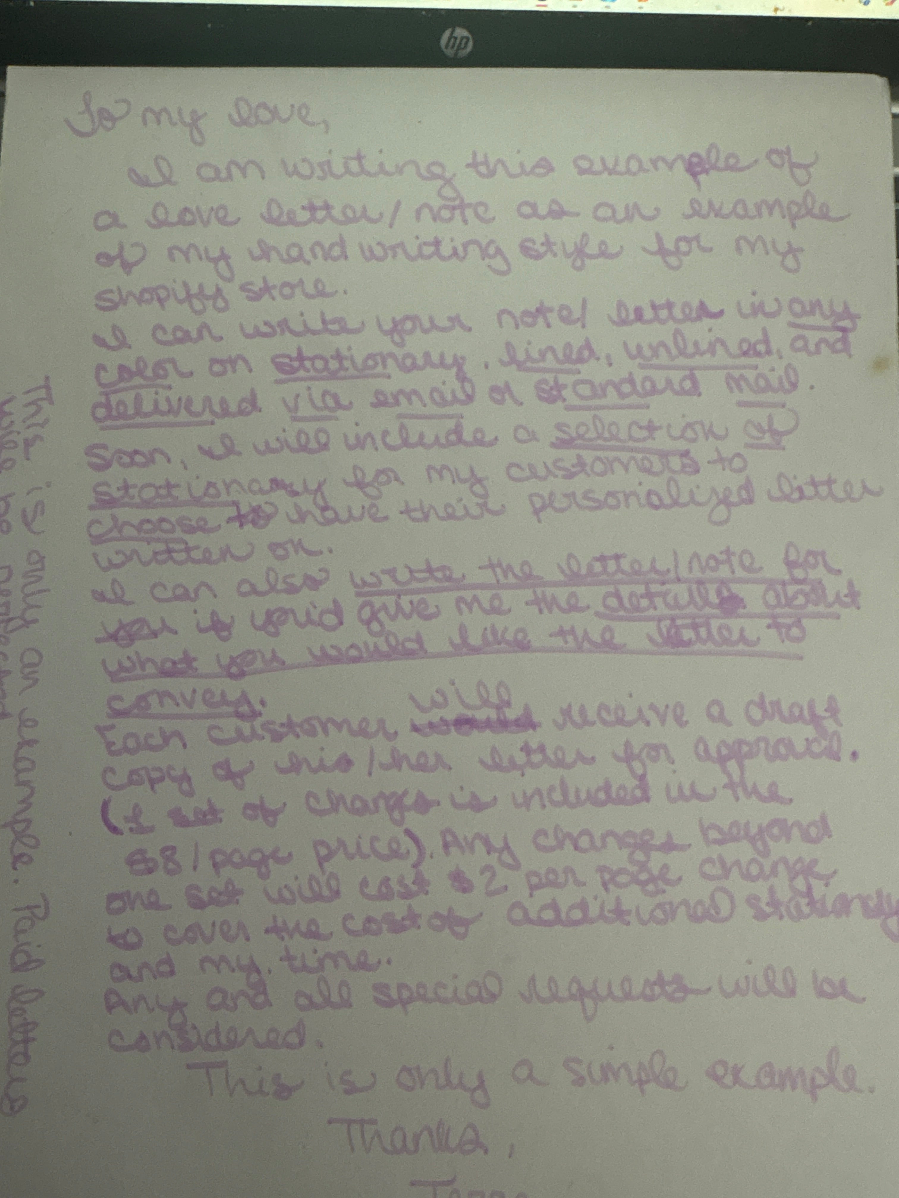 Handwritten letters or notes